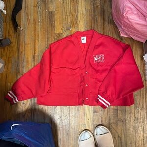 Nike Red Cardigan with White Logo